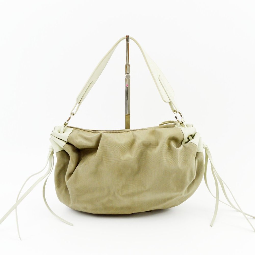 Lancel Canvas and Leather Shoulder Handbag #155-30